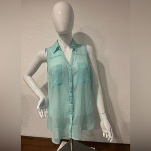 EXPRESS sleeveless blouse mint color with heart's